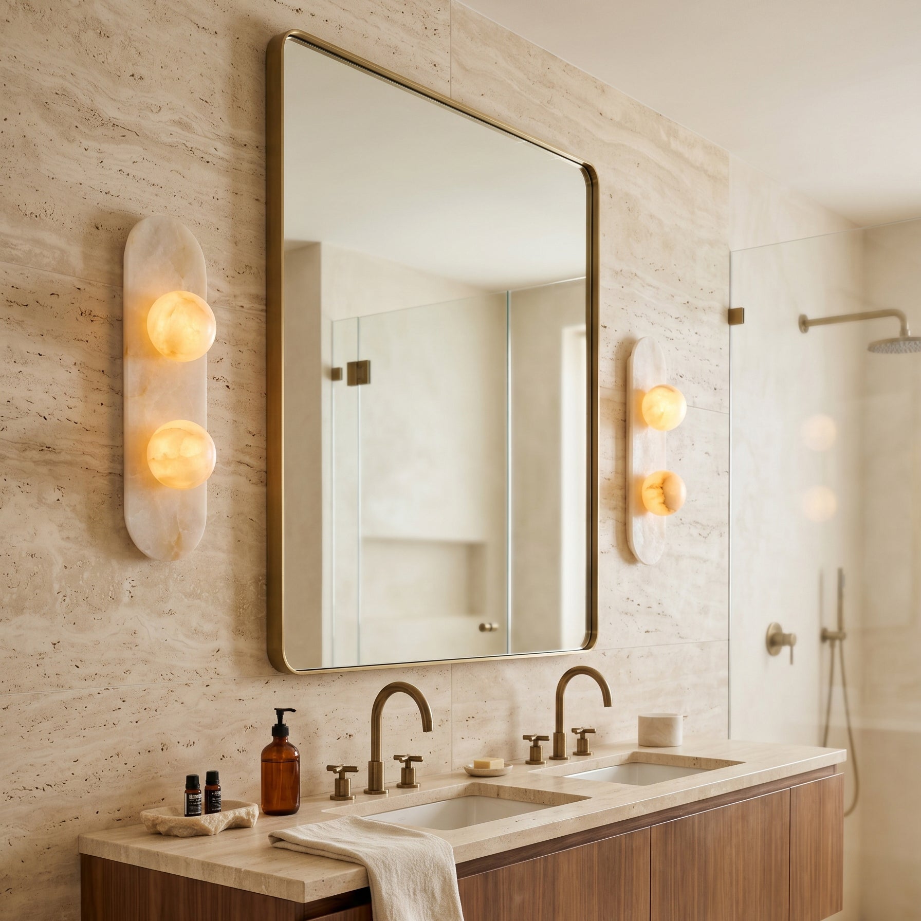 Tiered Alabaster Stone Wall Sconce