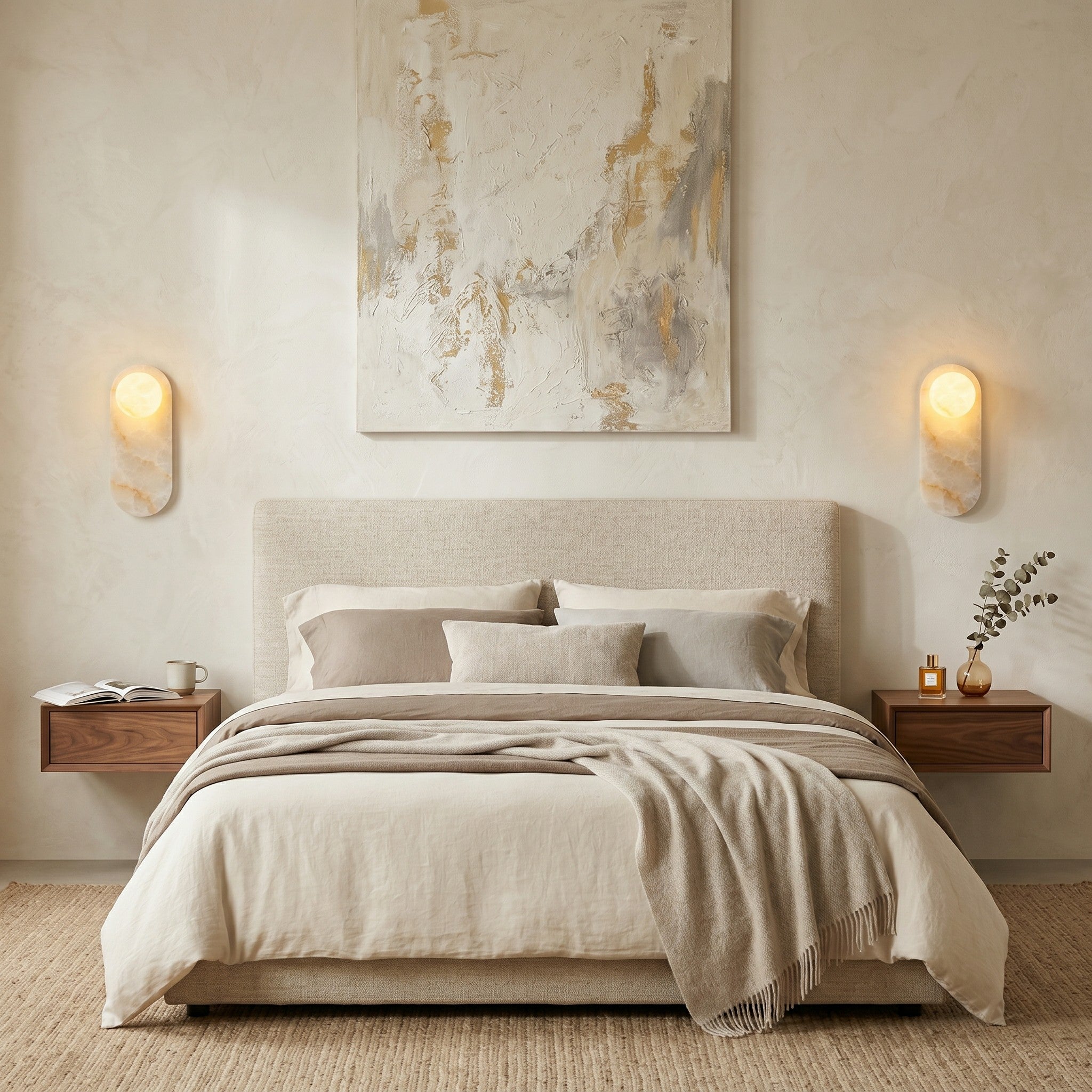 Tiered Alabaster Stone Wall Sconce