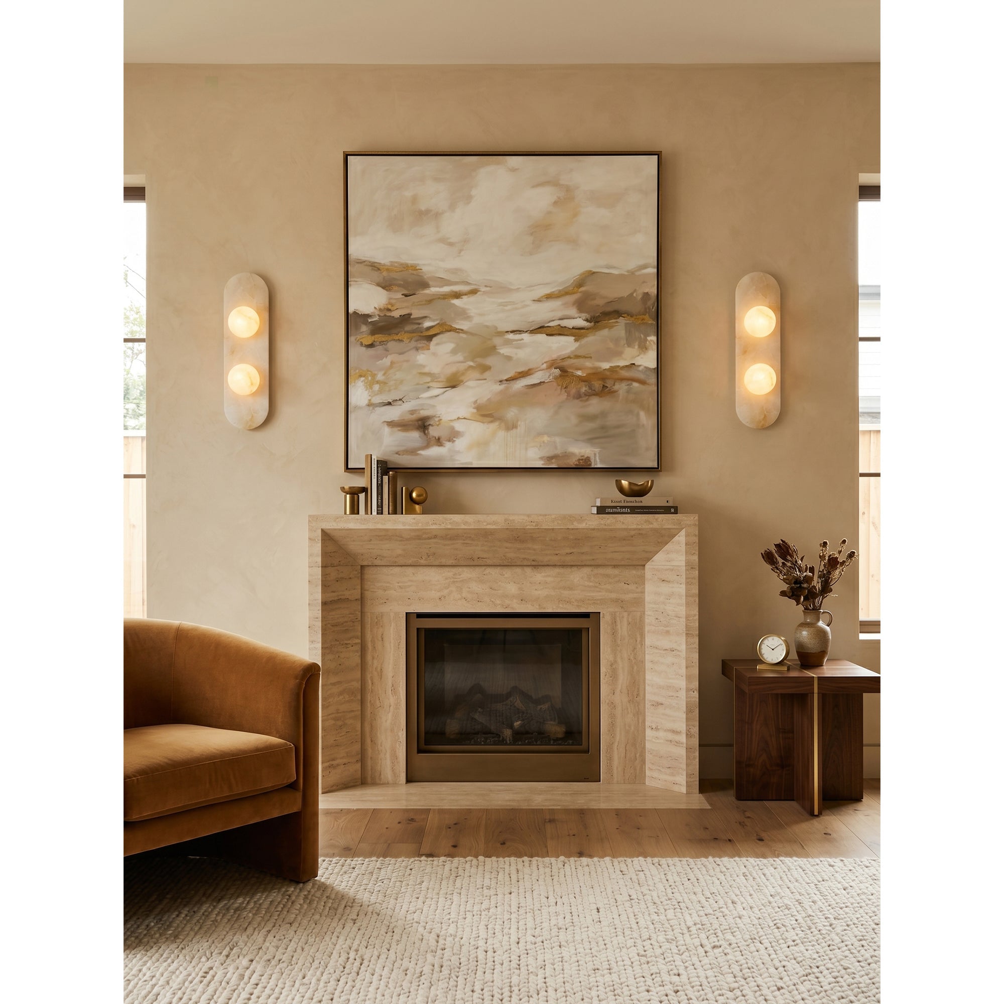 Tiered Alabaster Stone Wall Sconce