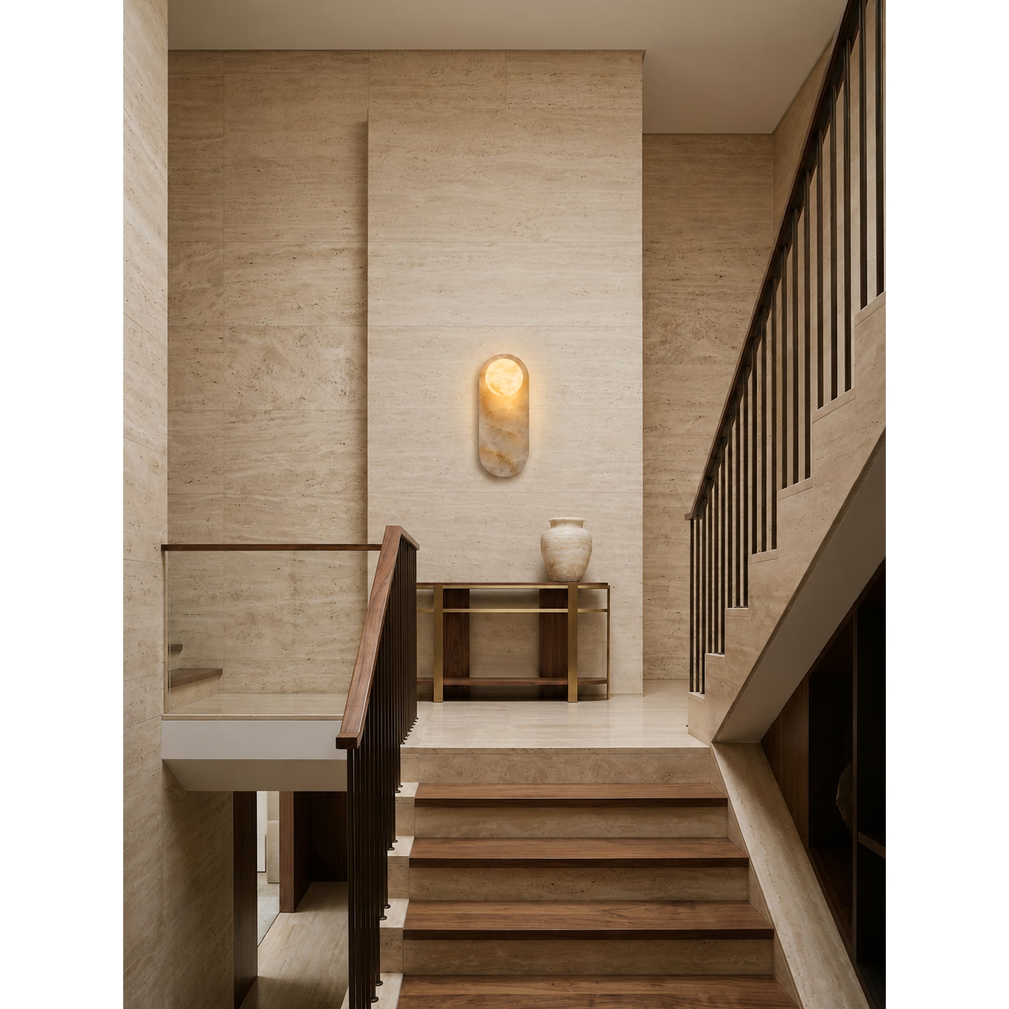 Tiered Alabaster Stone Wall Sconce