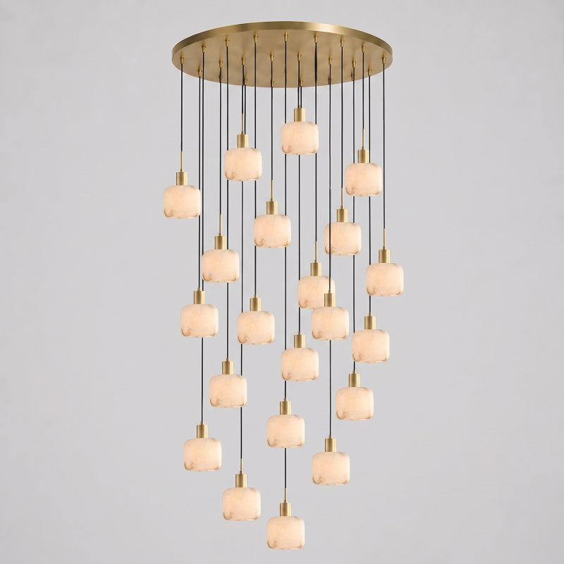 Cascading Alabaster Cube Chandelier