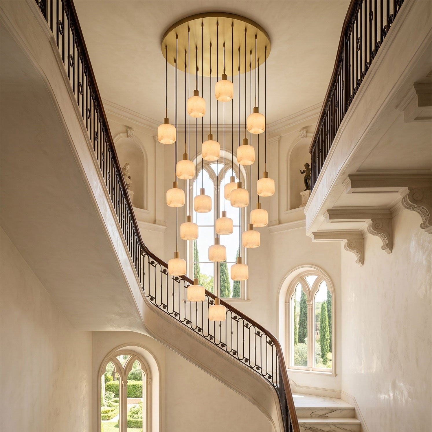 Cascading Alabaster Cube Chandelier