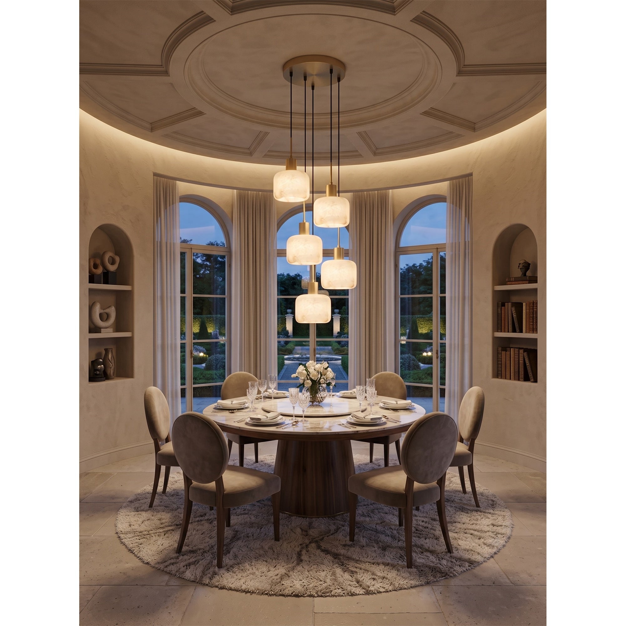 Cascading Alabaster Cube Chandelier