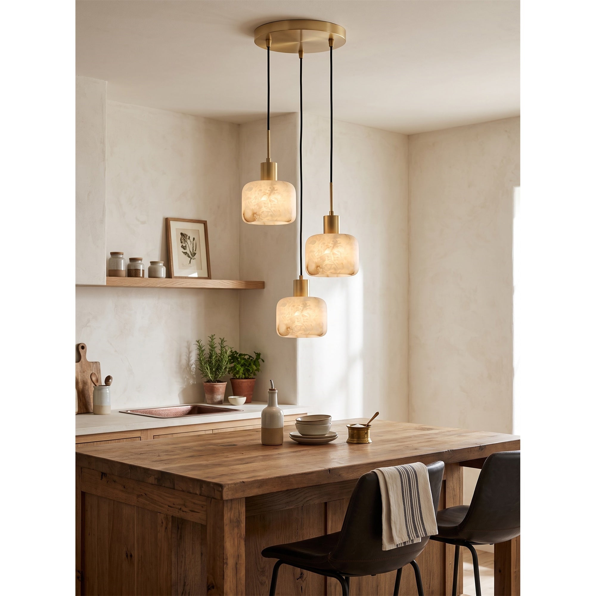 Cascading Alabaster Cube Chandelier