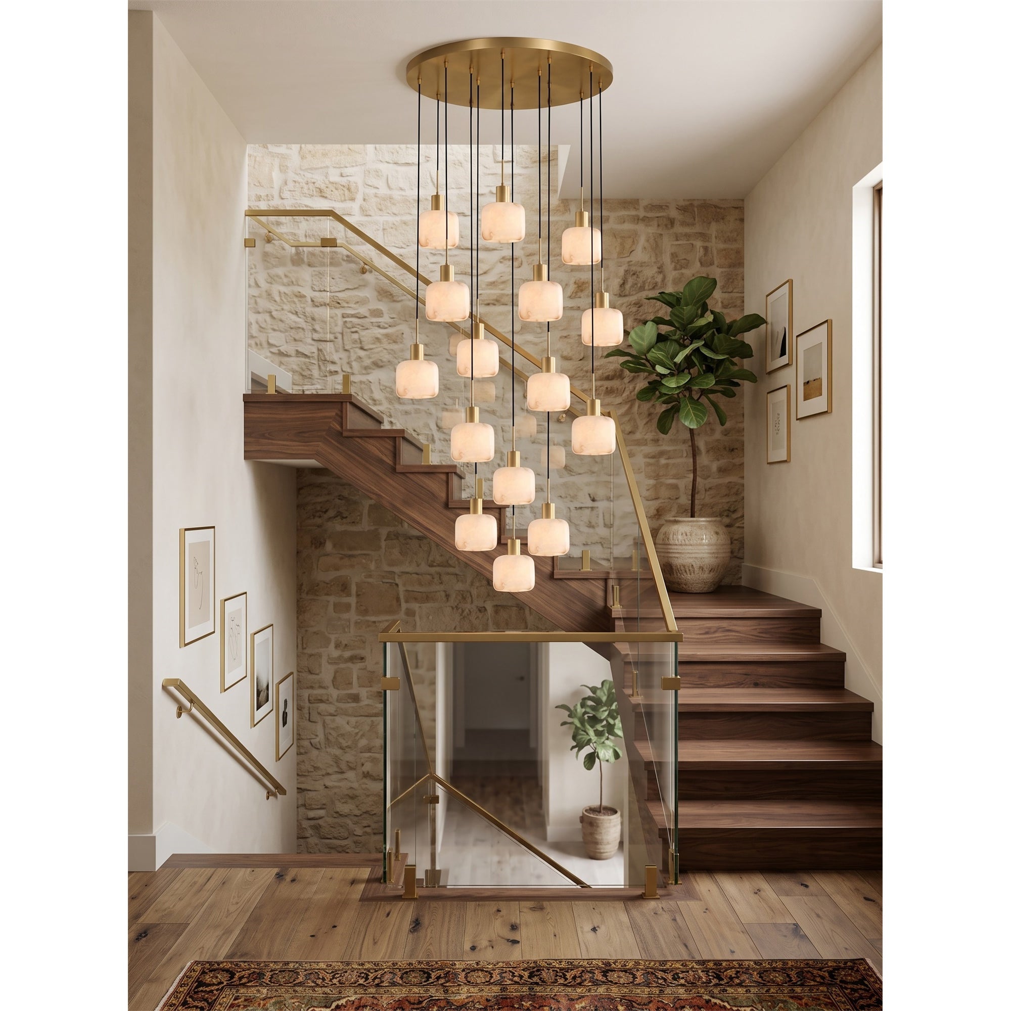 Cascading Alabaster Cube Chandelier