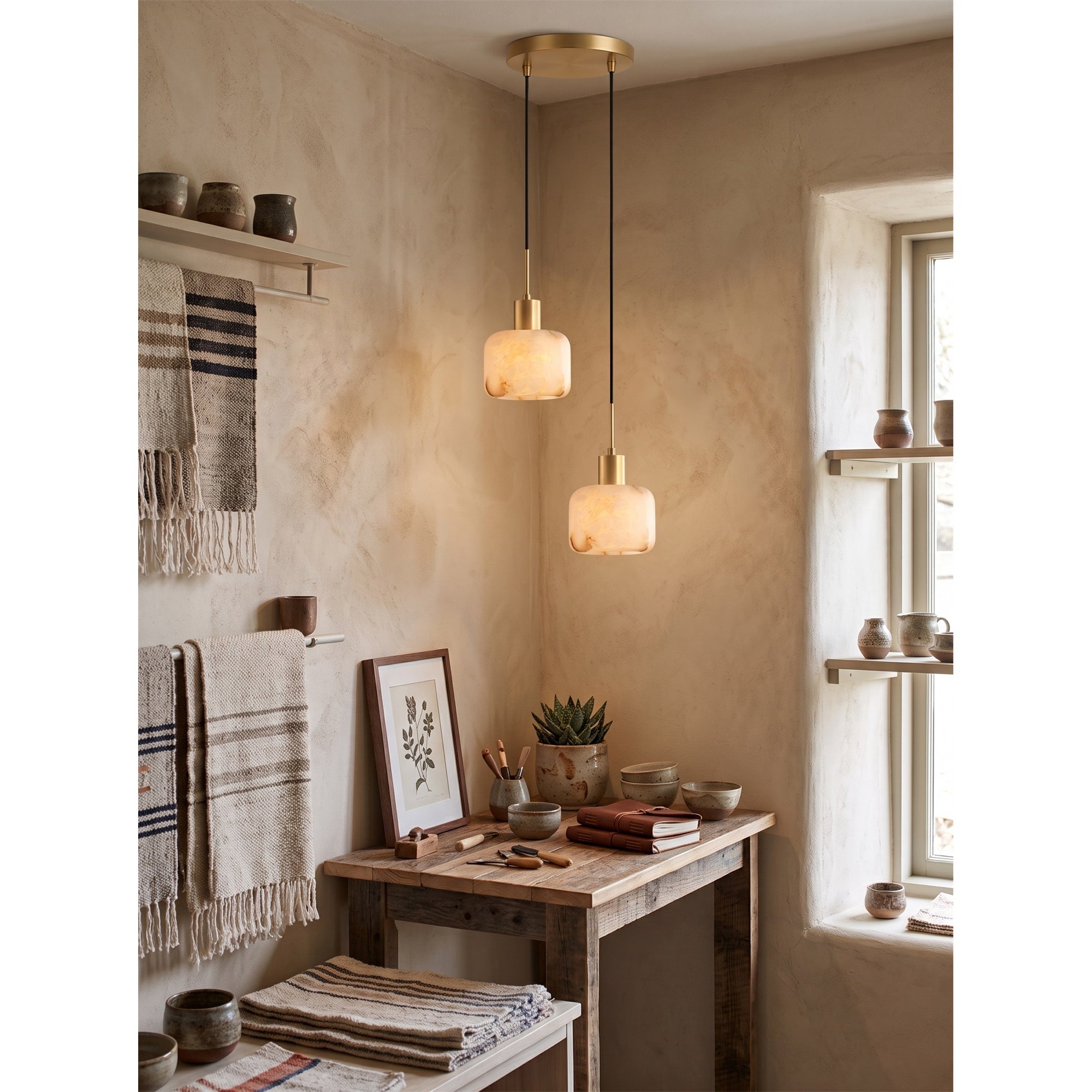 Cascading Alabaster Cube Chandelier