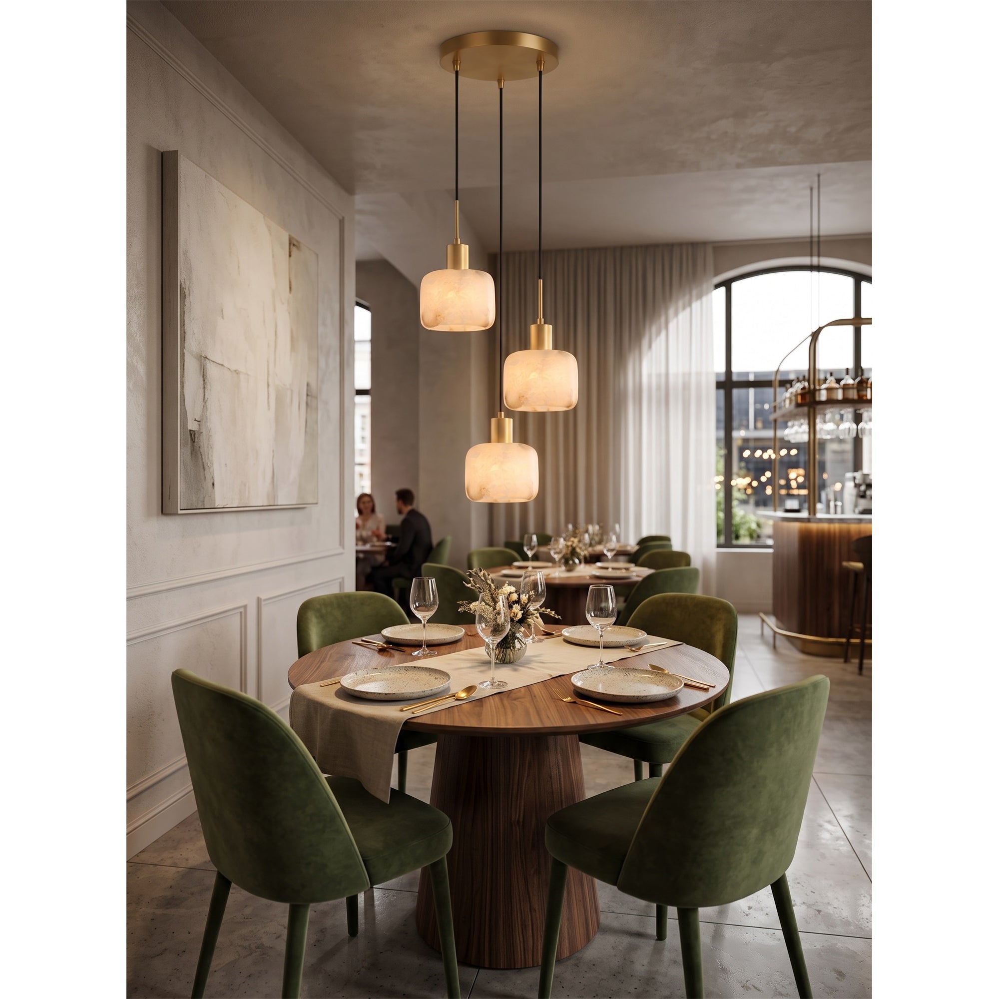 Cascading Alabaster Cube Chandelier