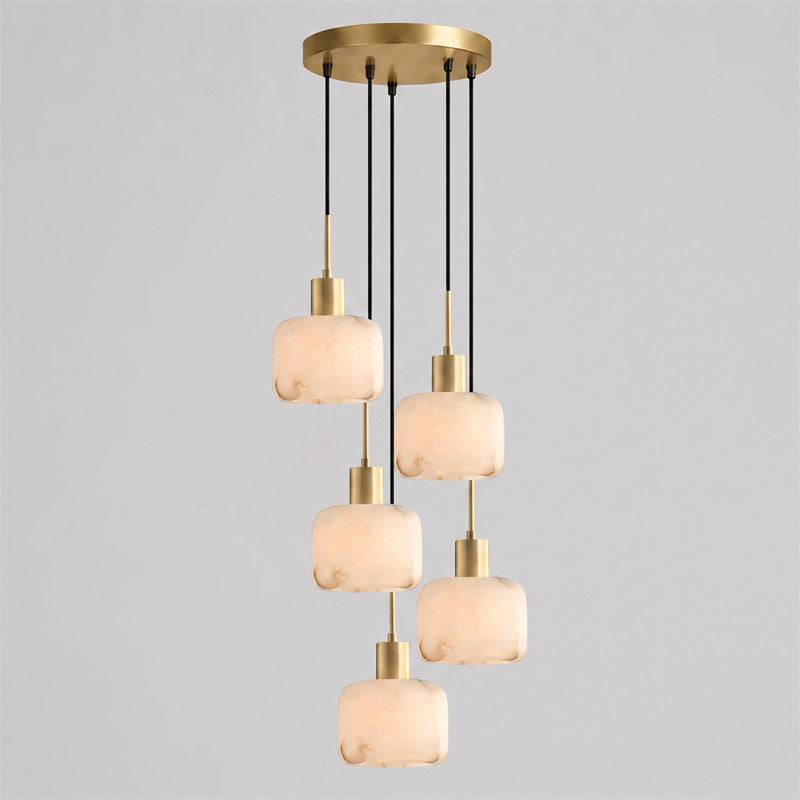 Cascading Alabaster Cube Chandelier