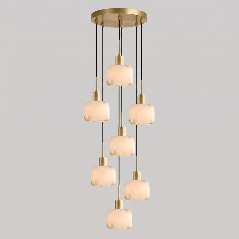 Cascading Alabaster Cube Chandelier