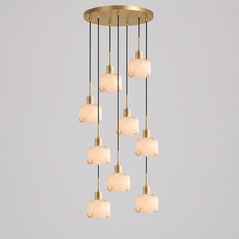 Cascading Alabaster Cube Chandelier