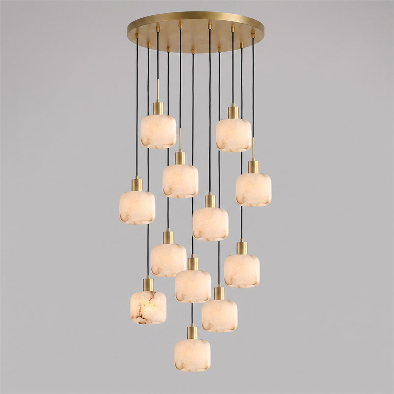 Cascading Alabaster Cube Chandelier