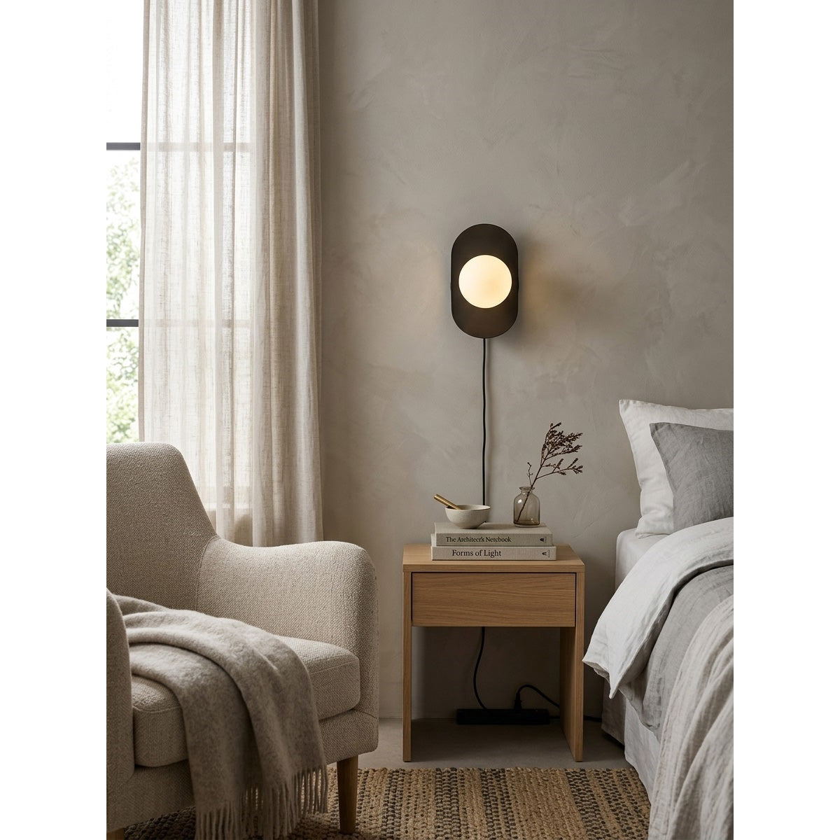 Organic Brass Plug-in Globe Wall Lamp