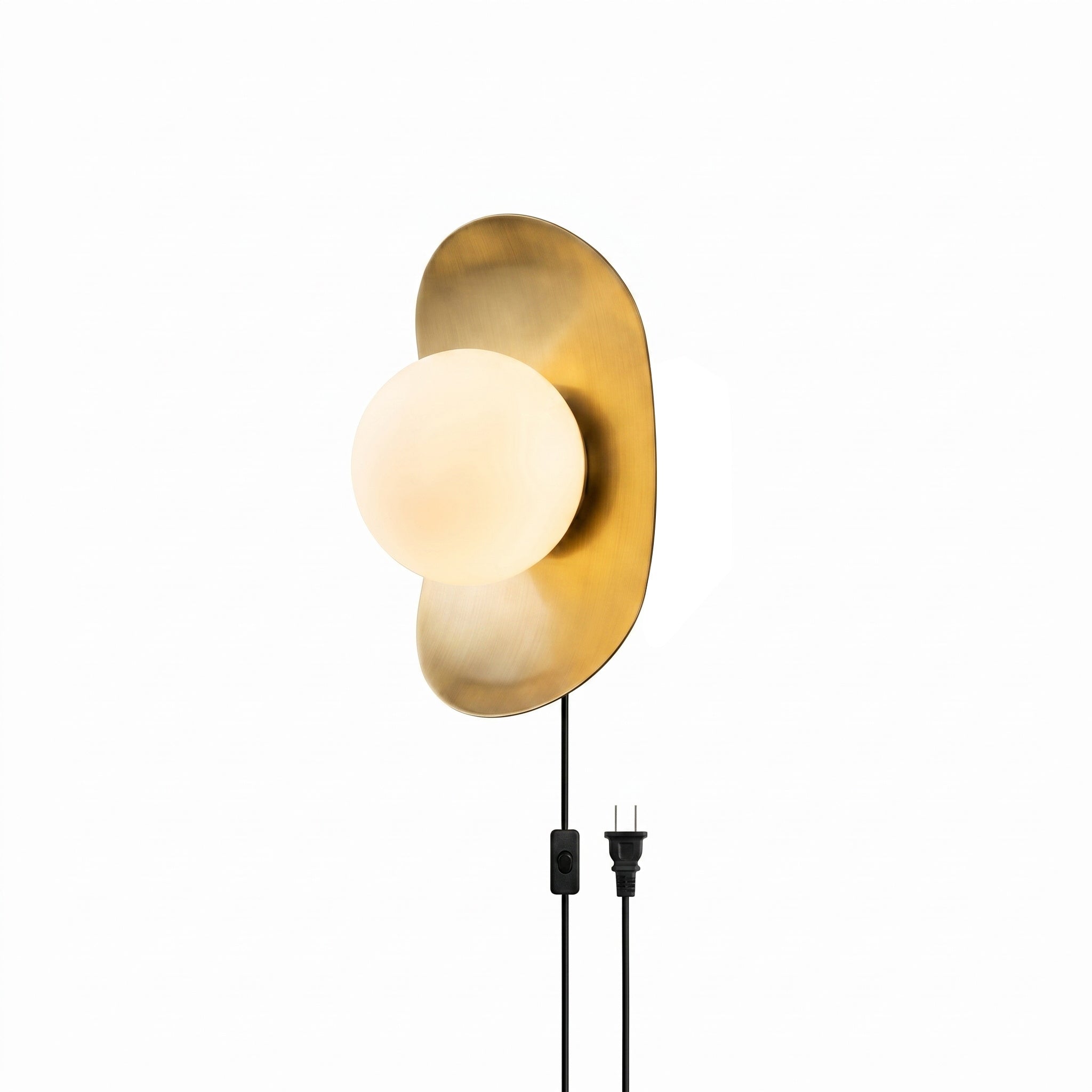 Organic Brass Plug-in Globe Wall Lamp