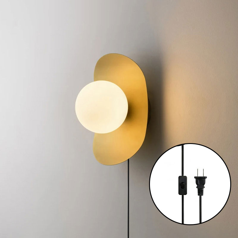 Organic Brass Plug-in Globe Wall Lamp