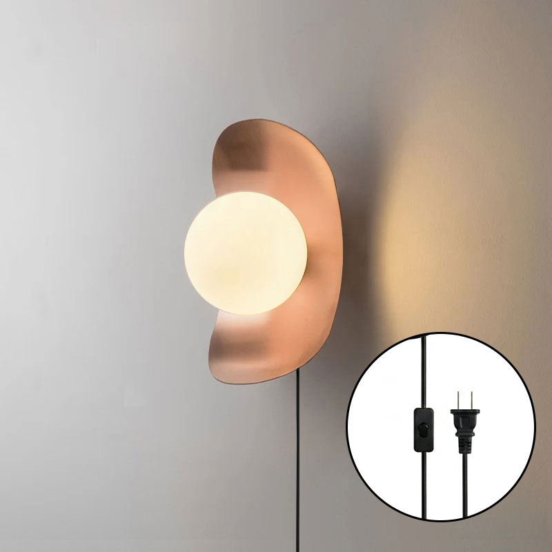 Organic Brass Plug-in Globe Wall Lamp