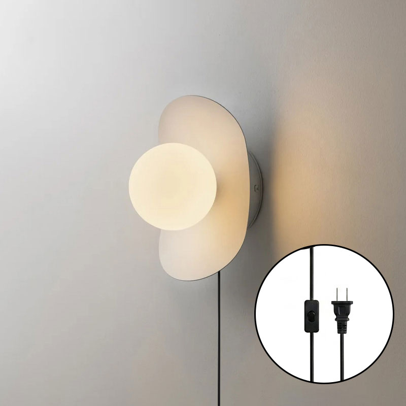 Organic Brass Plug-in Globe Wall Lamp