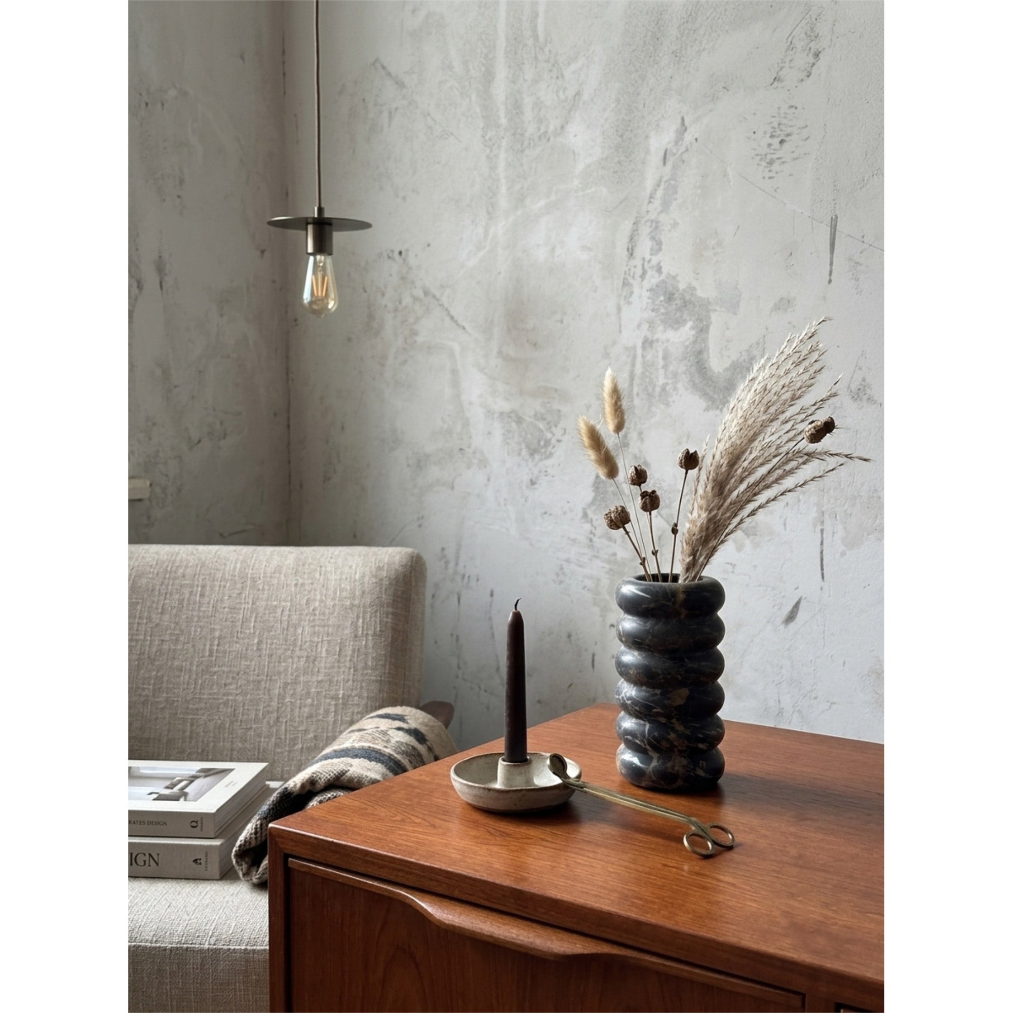 Ribbed Stone Bud Vase