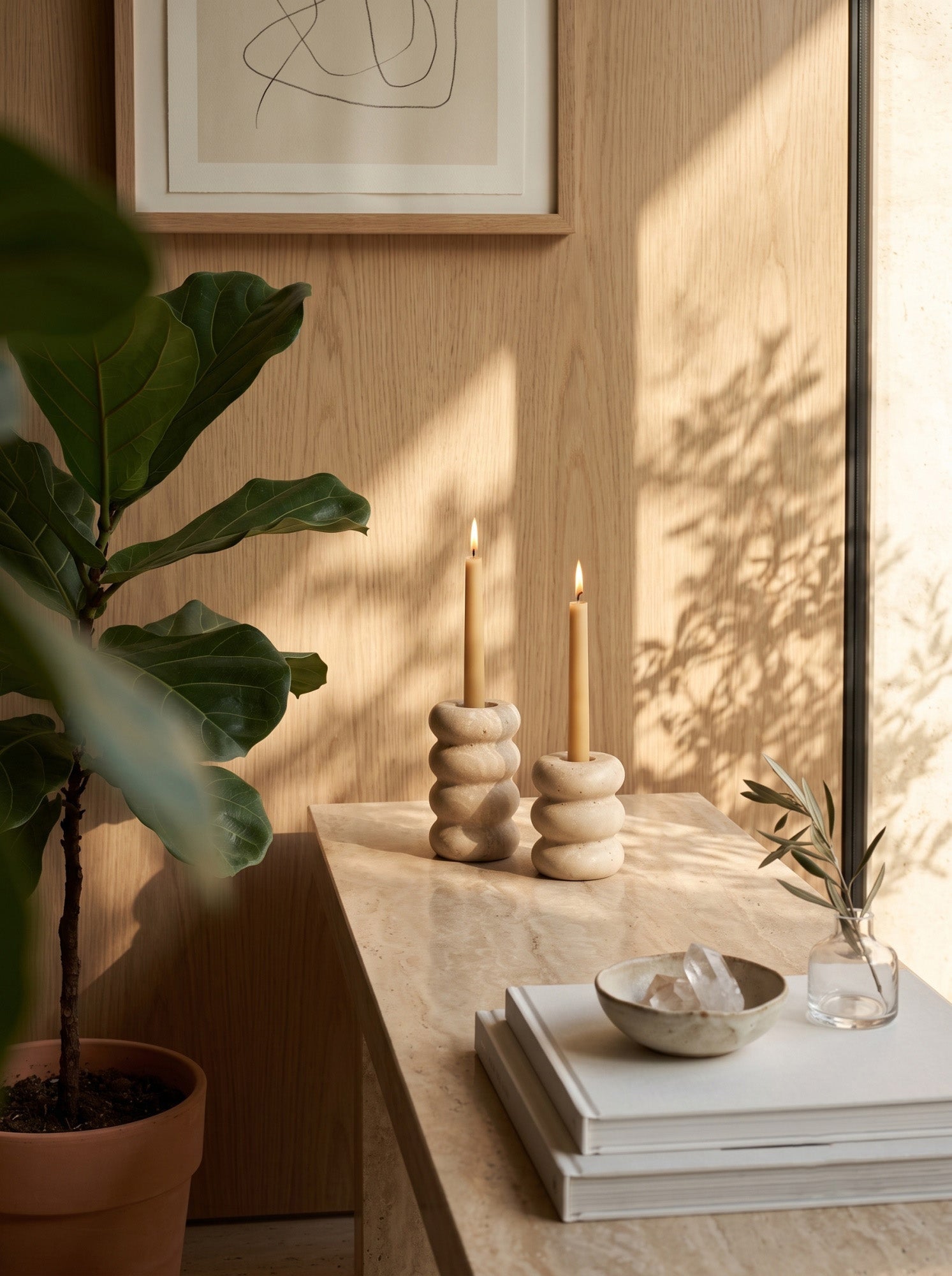 Ribbed Stone Bud Vase