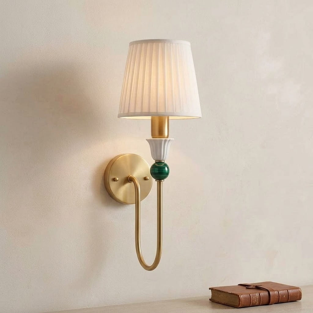 Malachite Sphere Brass Wall Sconce