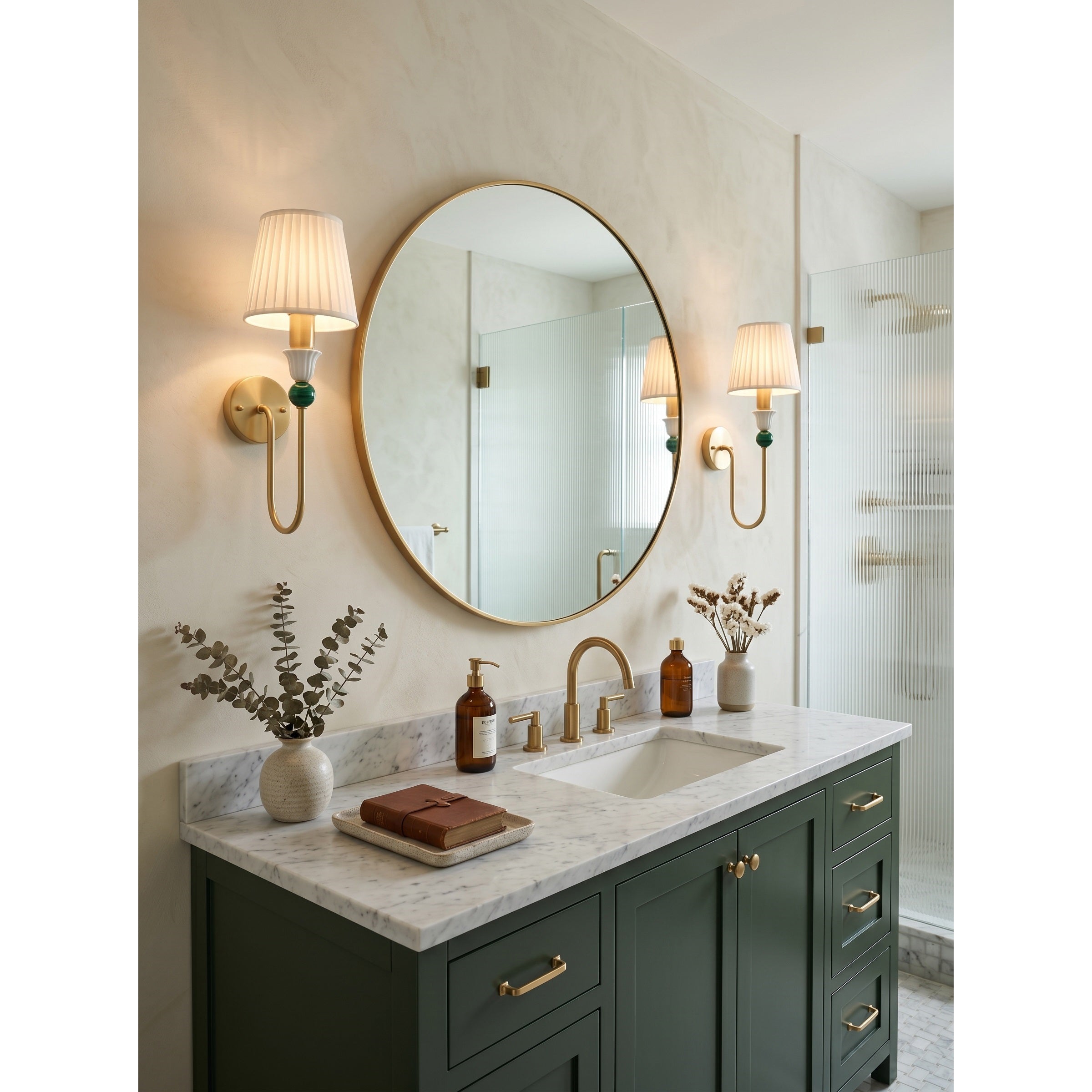 Malachite Sphere Brass Wall Sconce