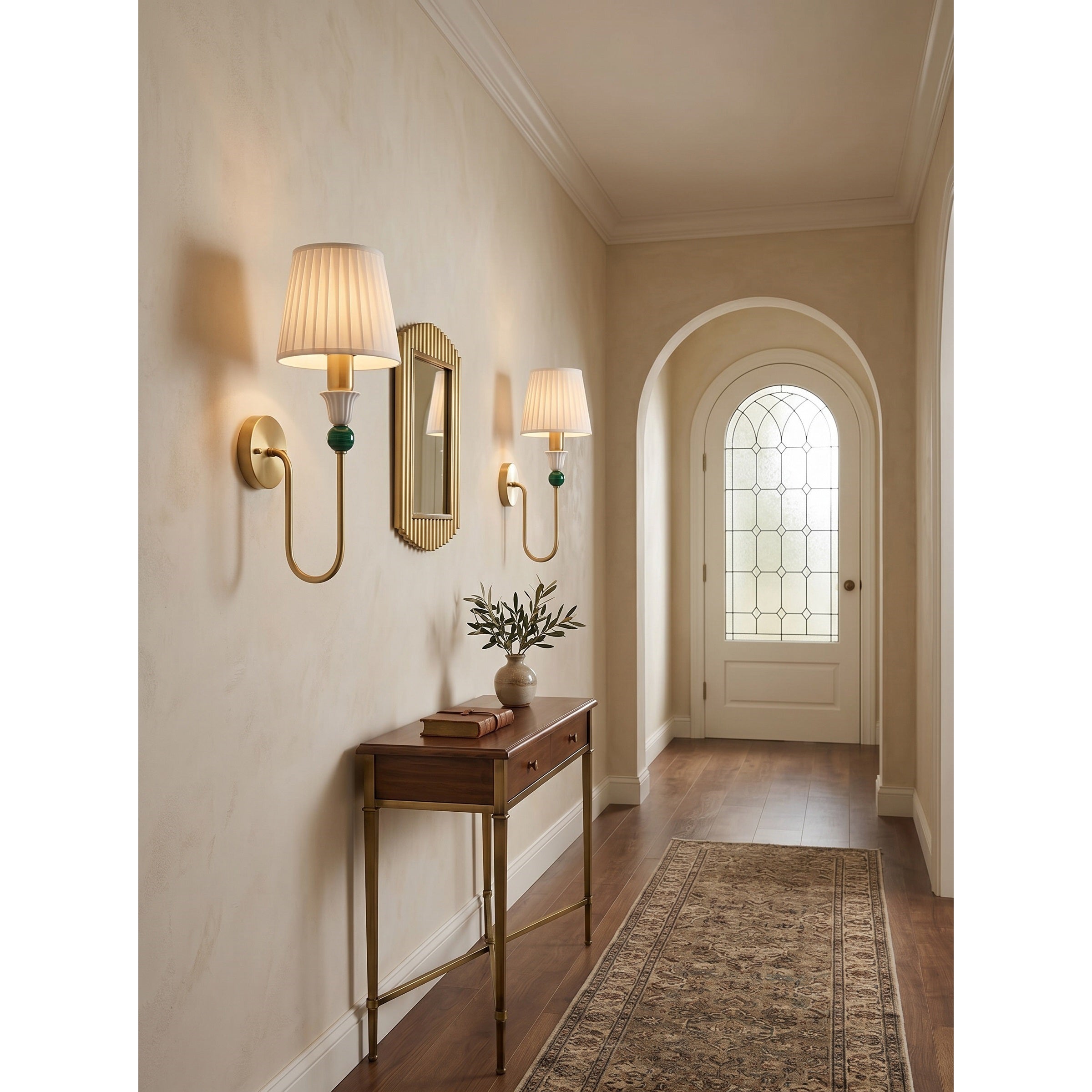 Malachite Sphere Brass Wall Sconce
