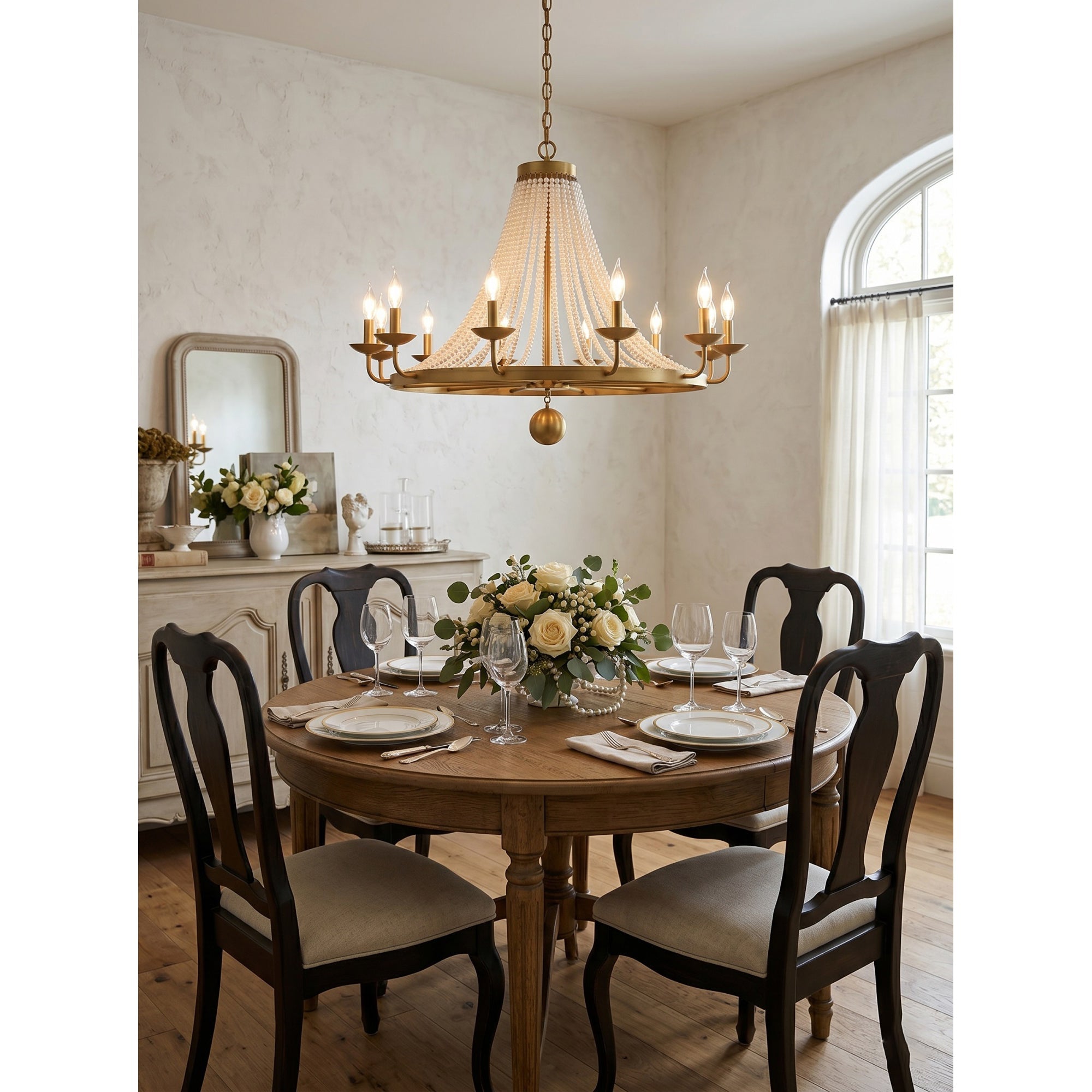 12-Light Draped Pearl Bead Chandelier