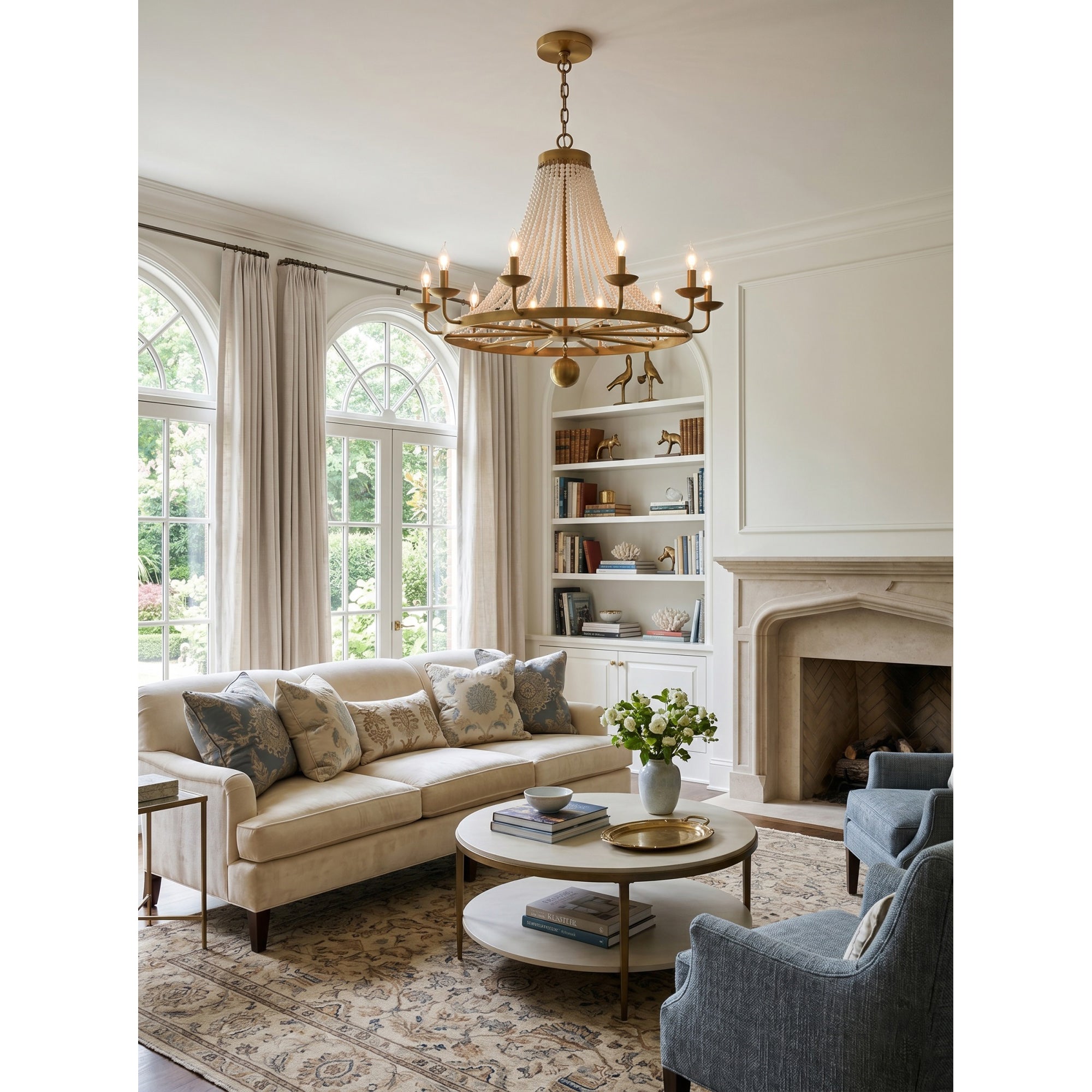 12-Light Draped Pearl Bead Chandelier