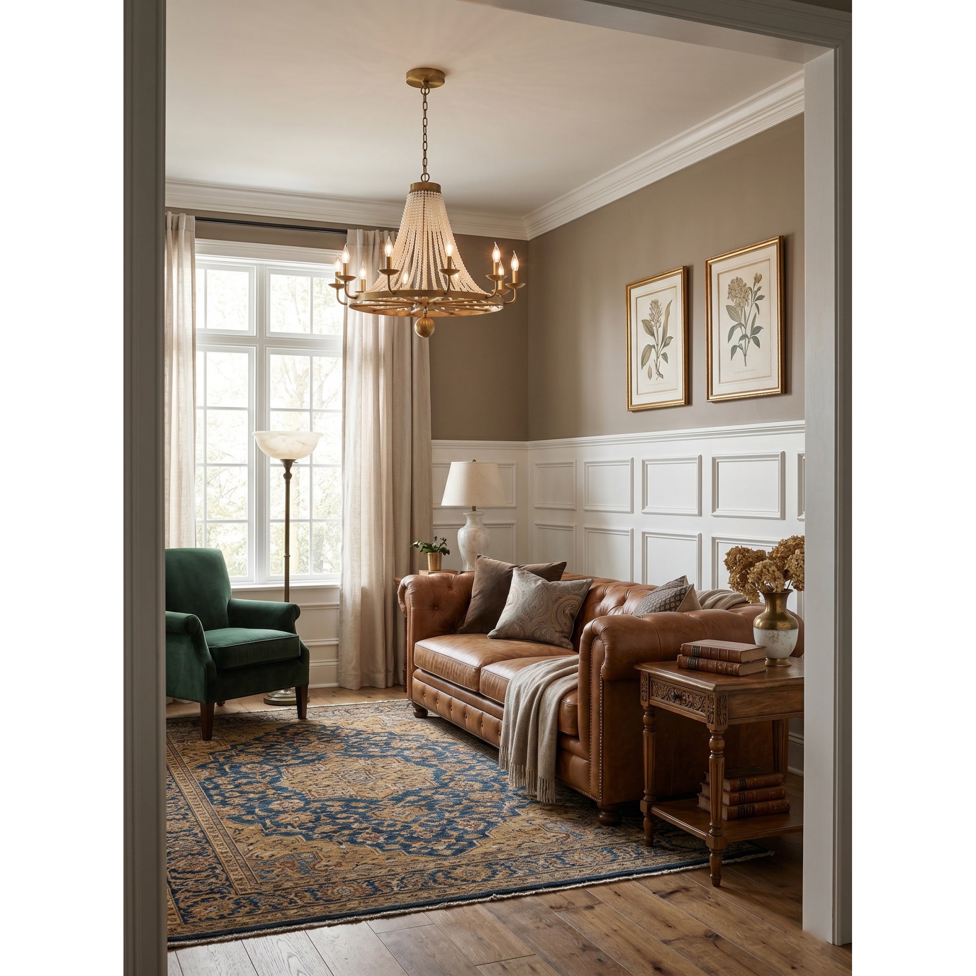 12-Light Draped Pearl Bead Chandelier