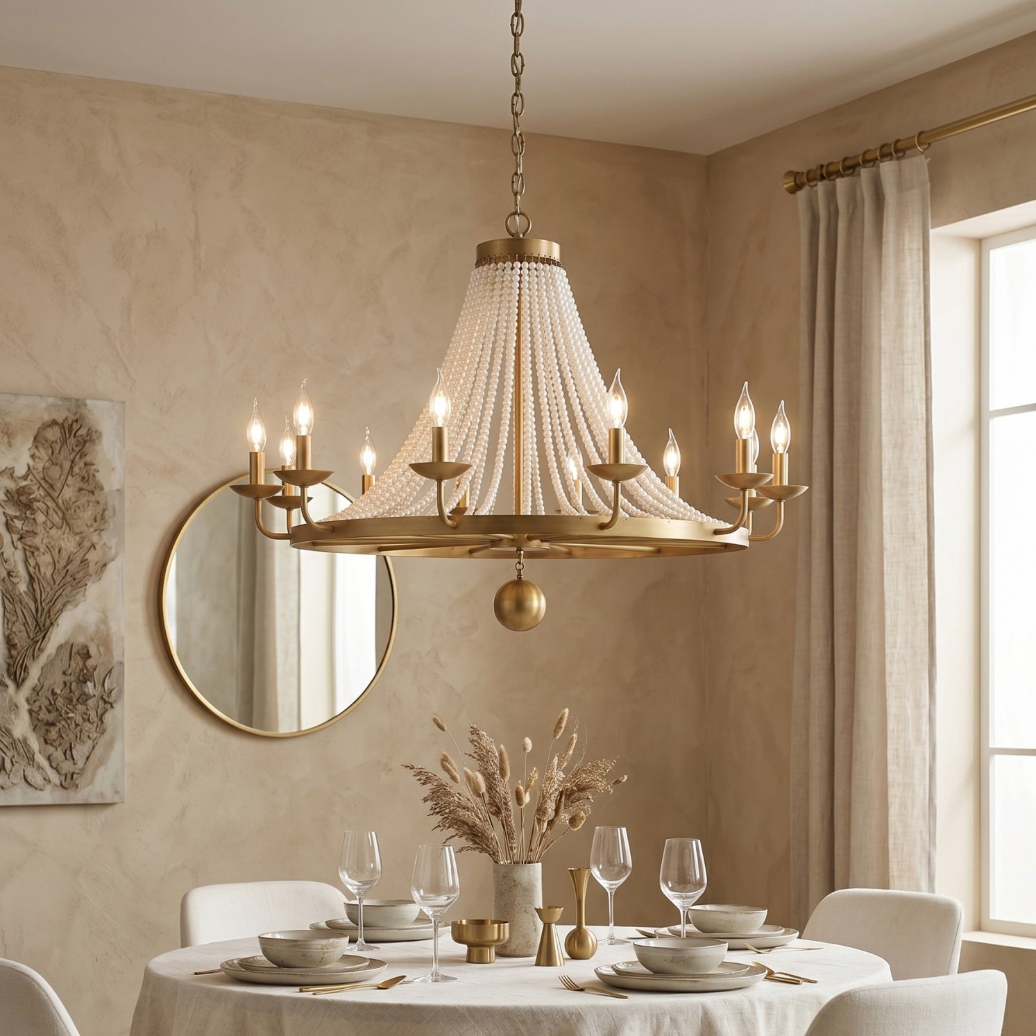 12-Light Draped Pearl Bead Chandelier