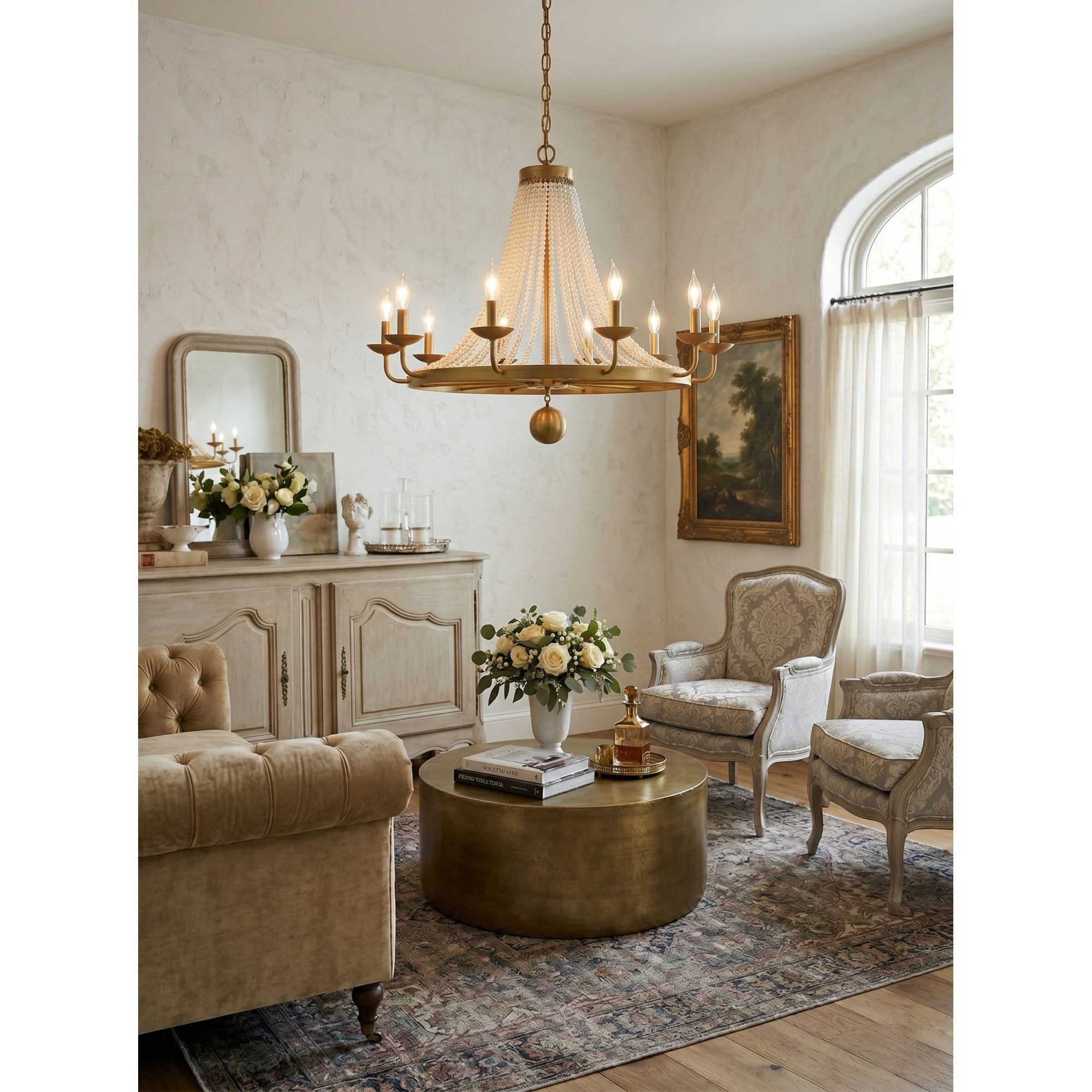 12-Light Draped Pearl Bead Chandelier