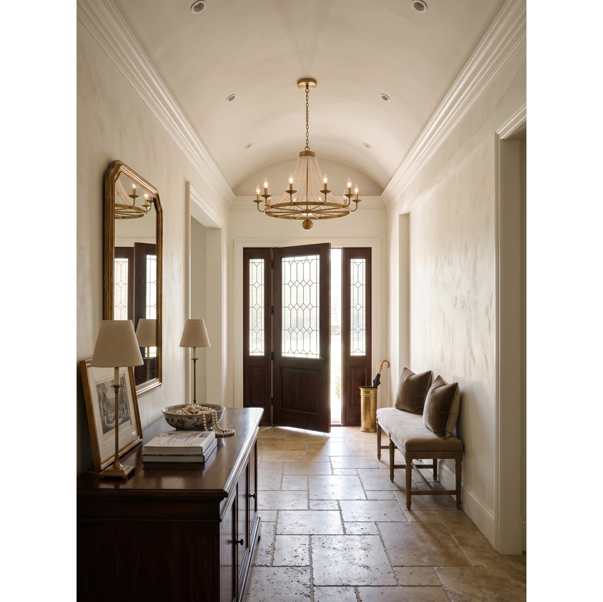 12-Light Draped Pearl Bead Chandelier