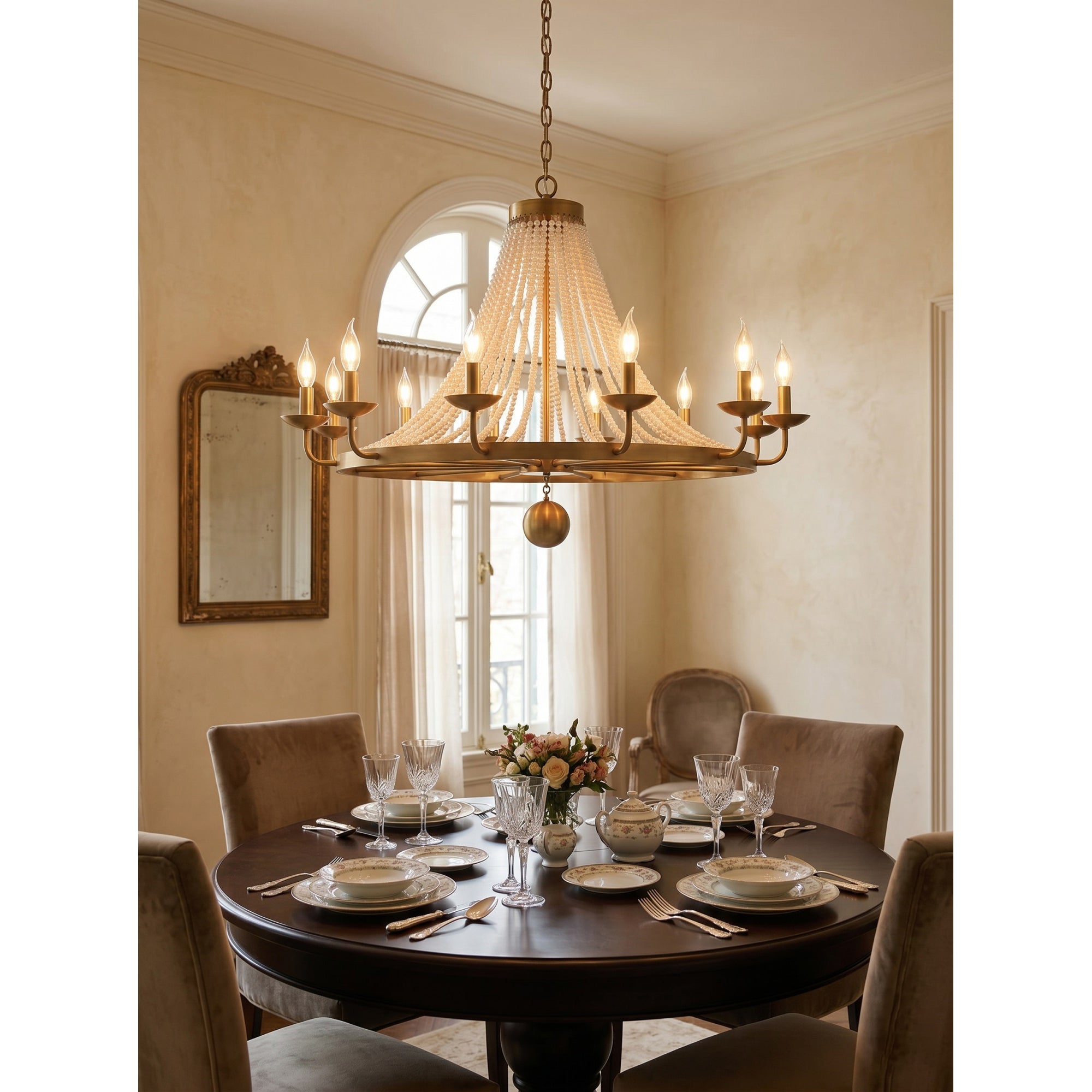 12-Light Draped Pearl Bead Chandelier