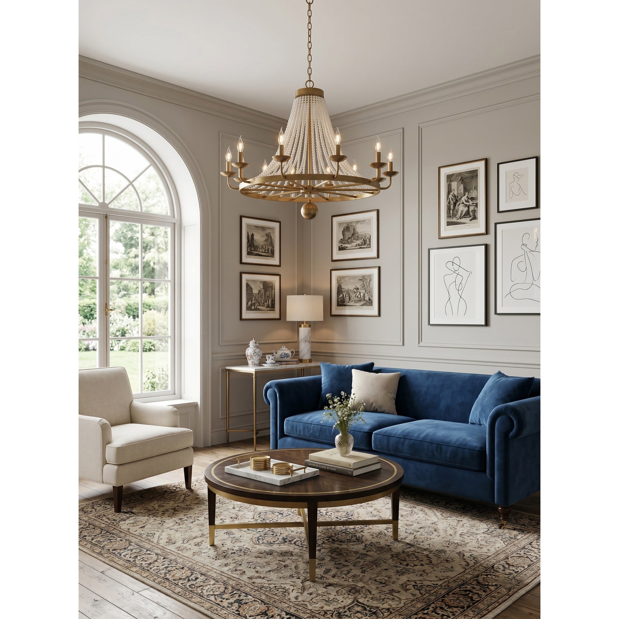 12-Light Draped Pearl Bead Chandelier