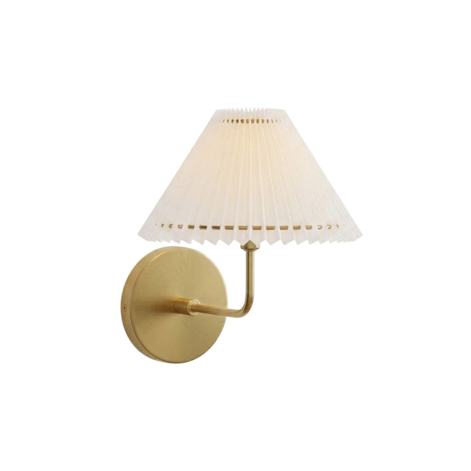 Pleated Fluted Shade Brass Wall Sconce