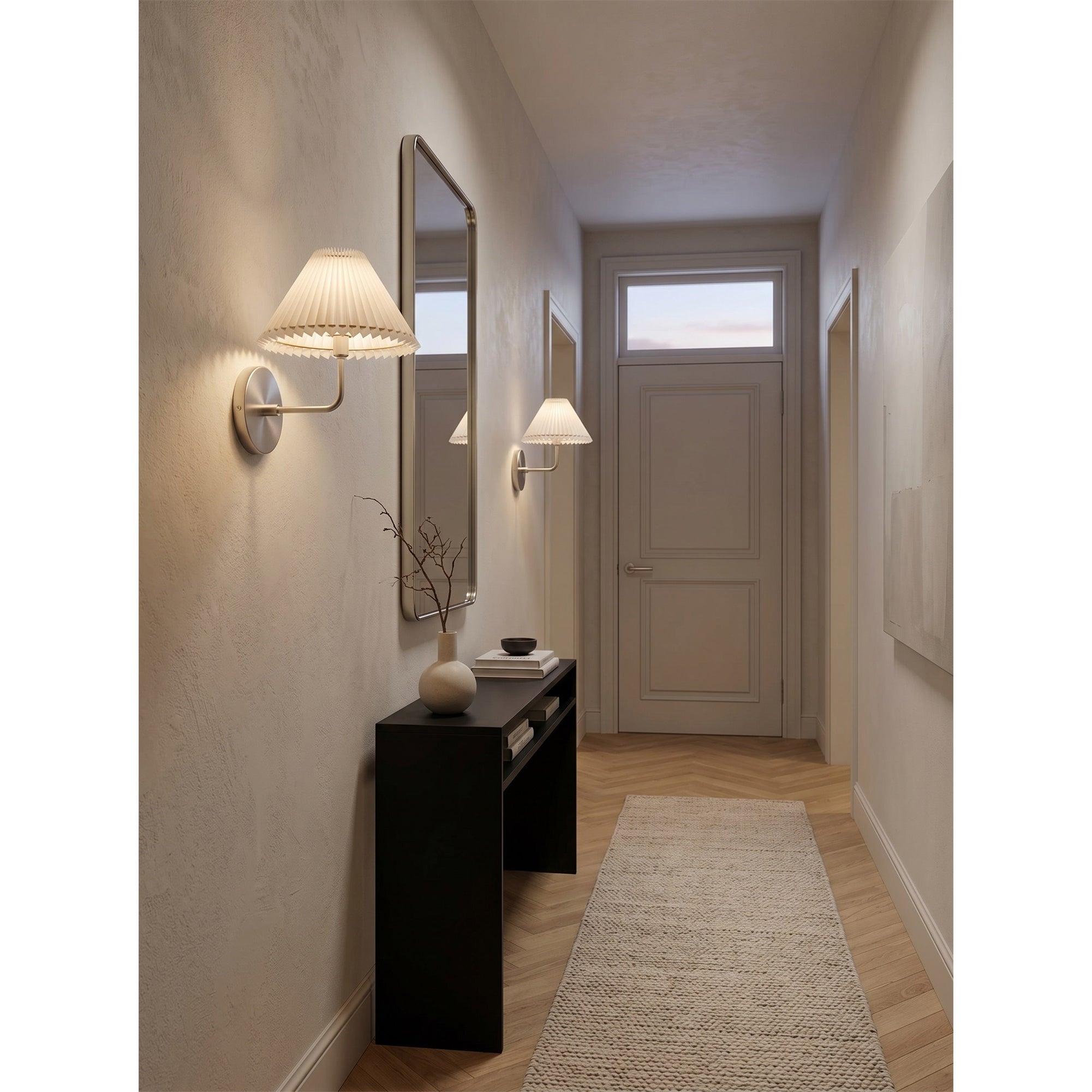 Pleated Fluted Shade Brass Wall Sconce