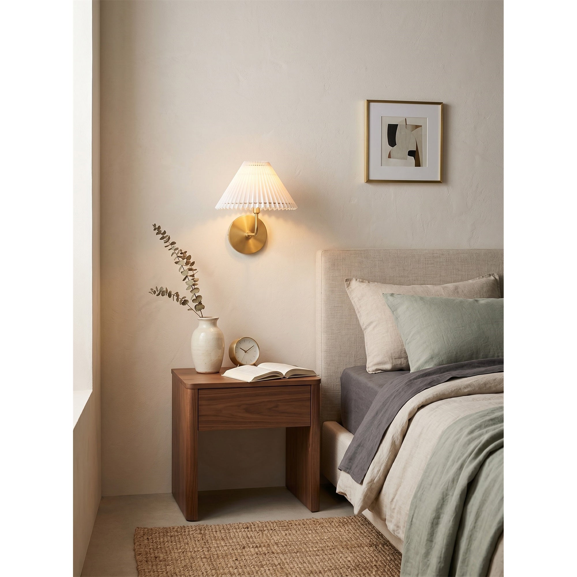 Pleated Fluted Shade Brass Wall Sconce