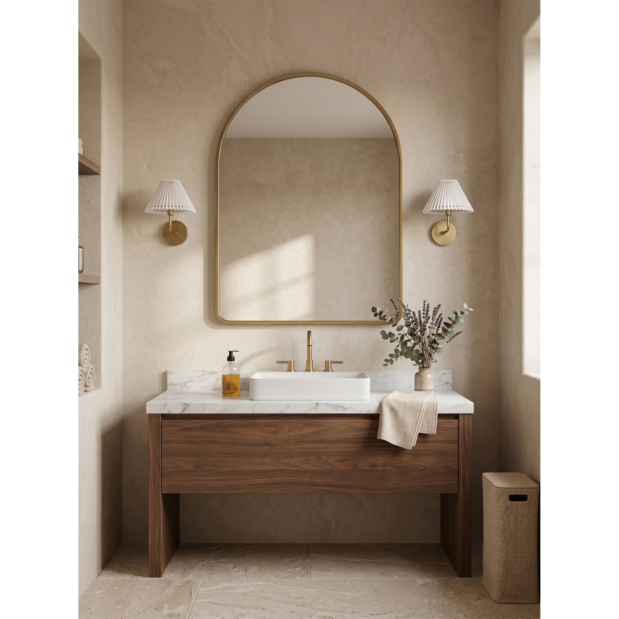 Pleated Fluted Shade Brass Wall Sconce