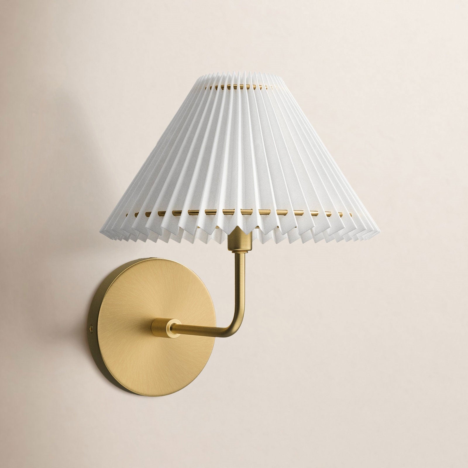 Pleated Fluted Shade Brass Wall Sconce