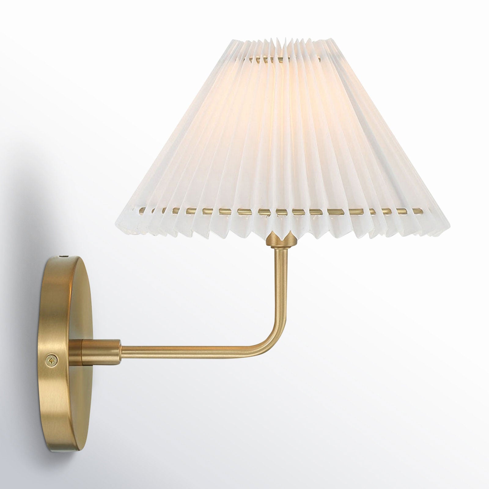 Pleated Fluted Shade Brass Wall Sconce