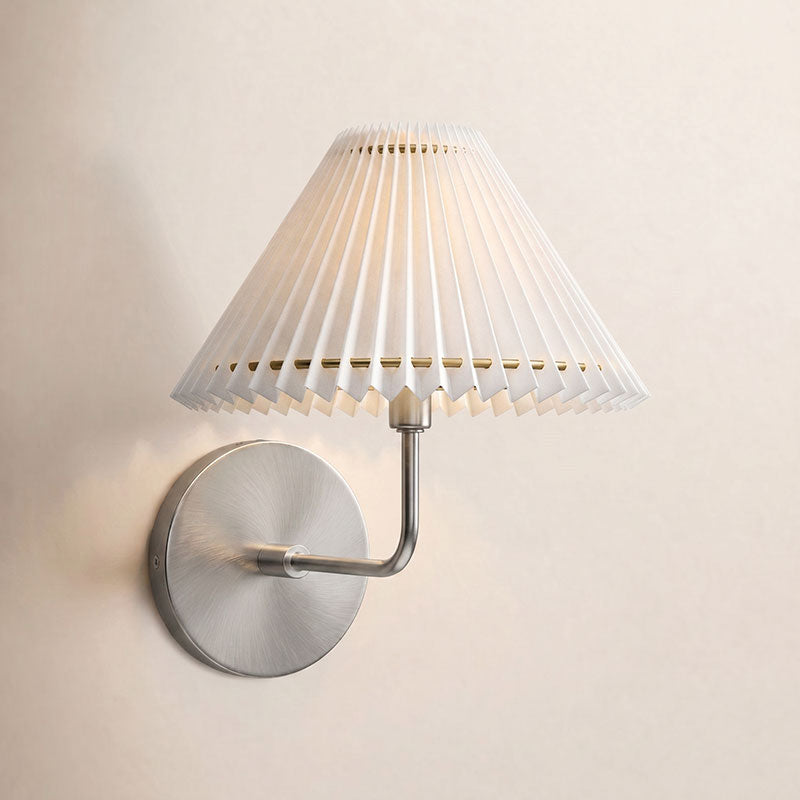Pleated Fluted Shade Brass Wall Sconce