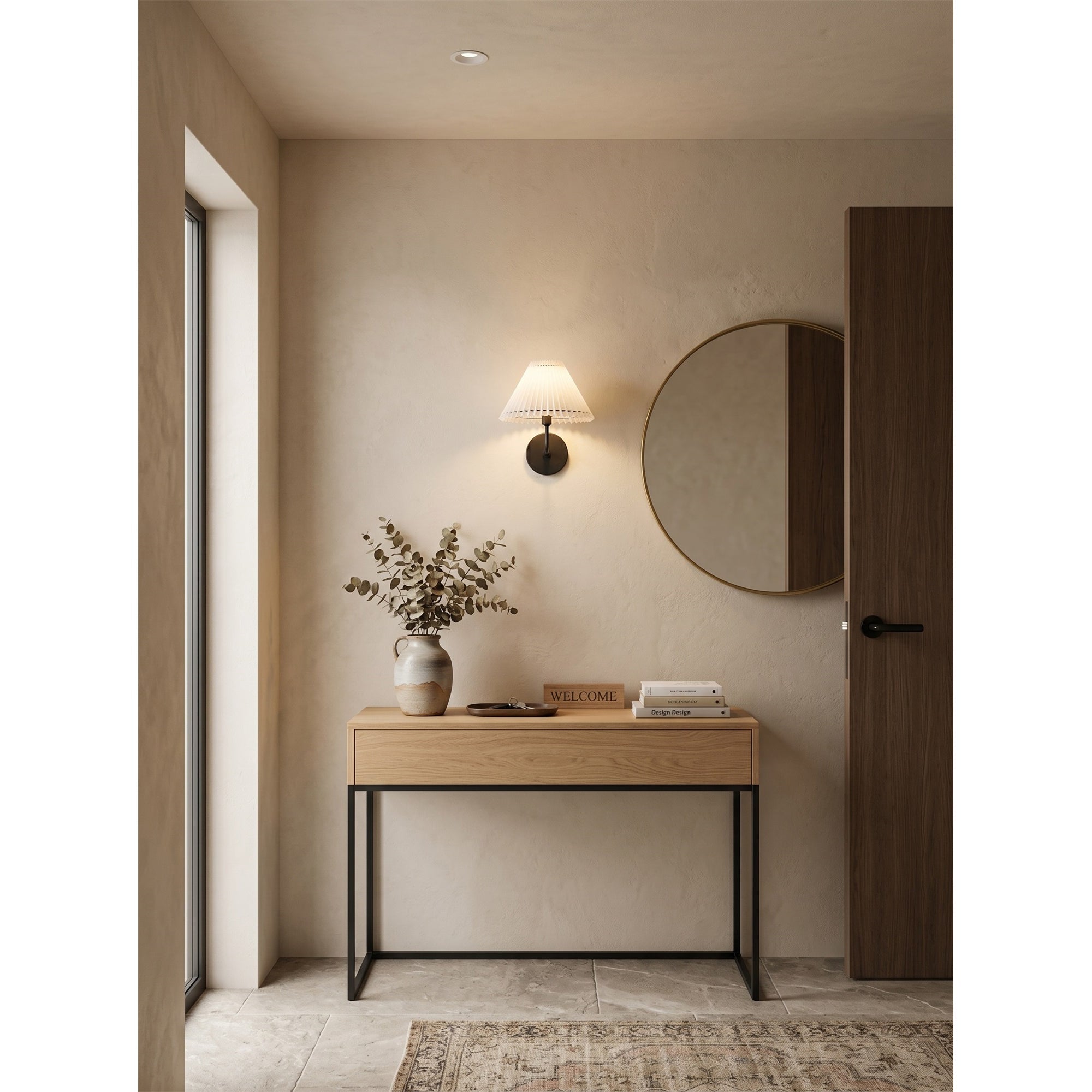 Pleated Fluted Shade Brass Wall Sconce