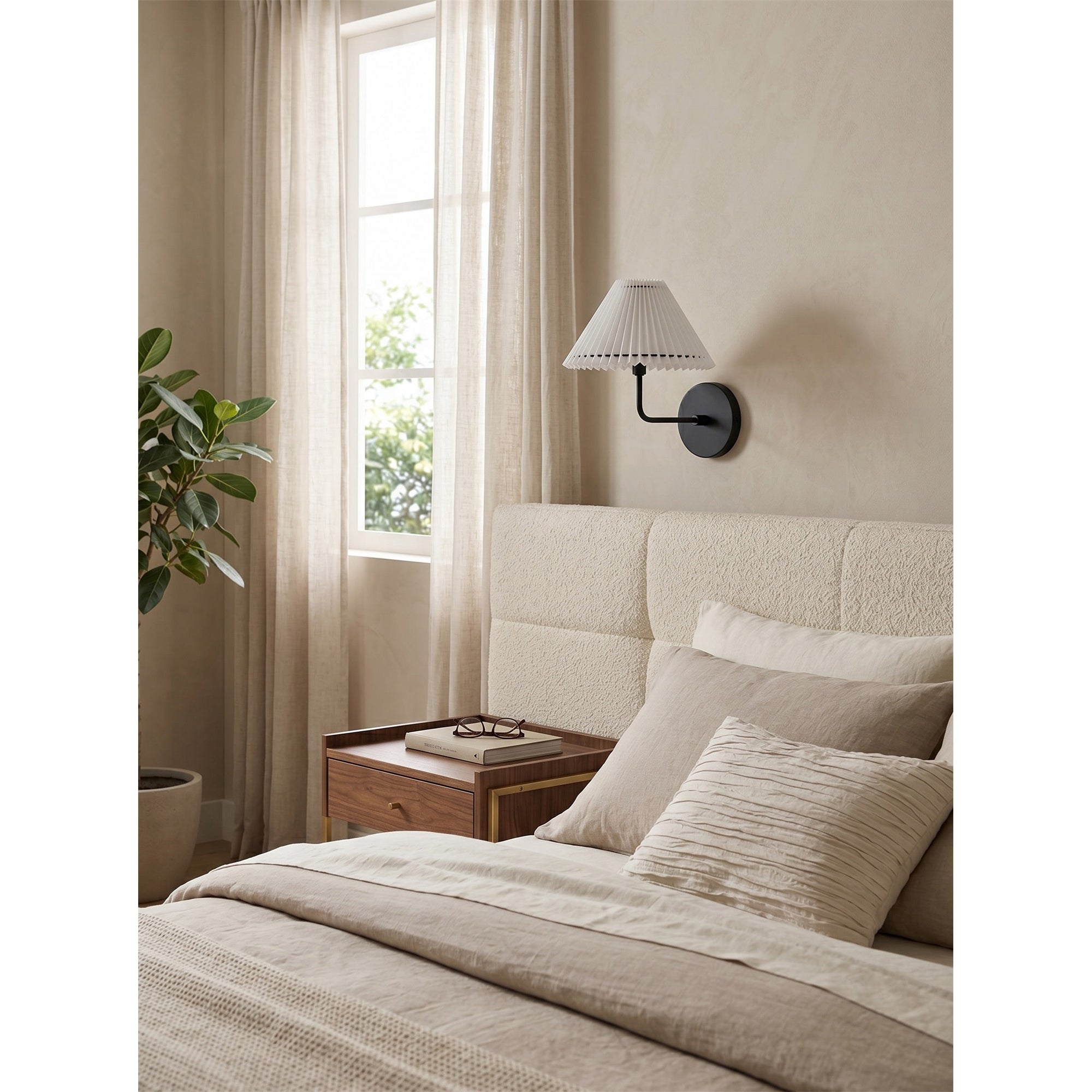 Pleated Fluted Shade Brass Wall Sconce