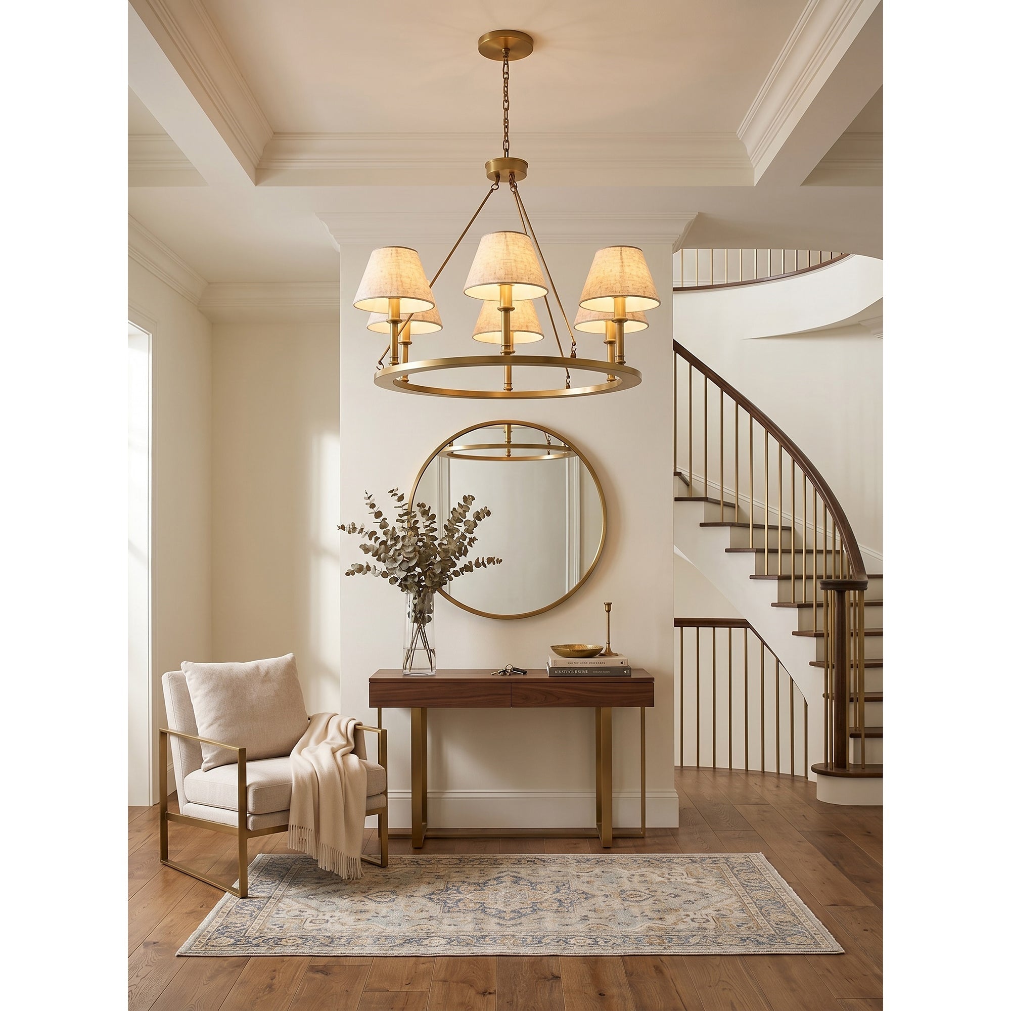 6-Light Wagon Wheel Linen Chandelier