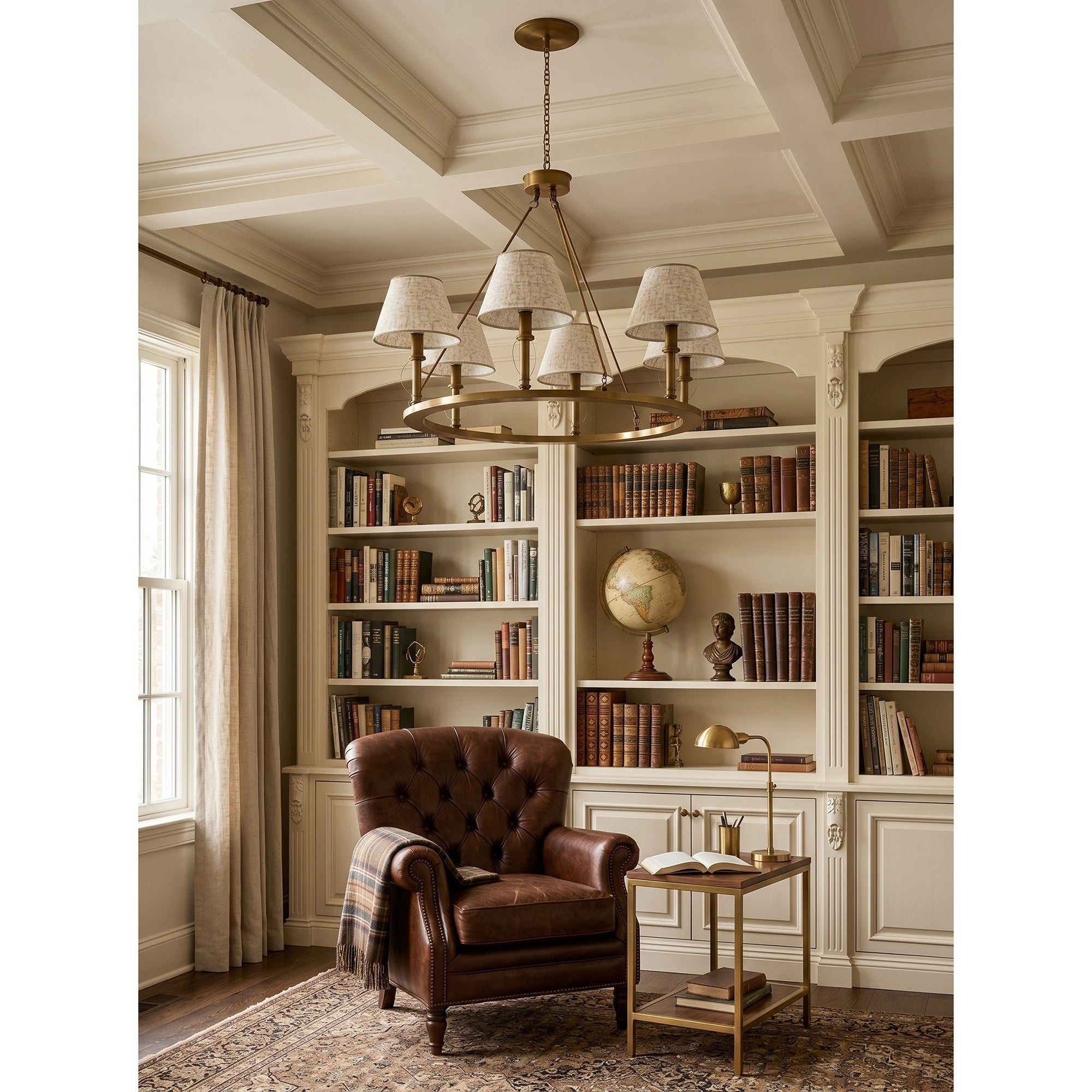 6-Light Wagon Wheel Linen Chandelier