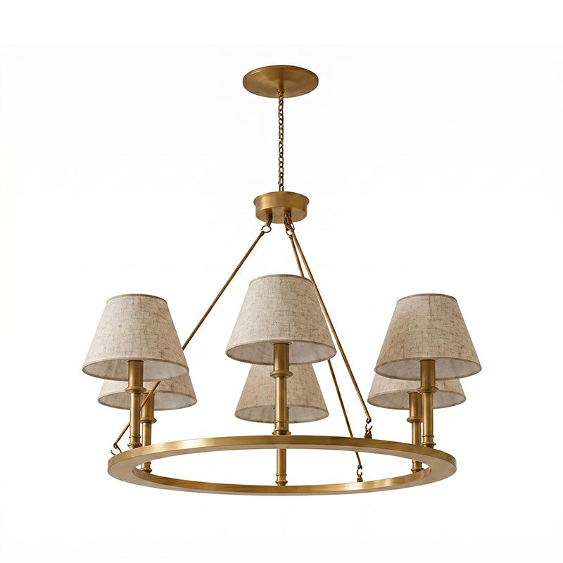6-Light Wagon Wheel Linen Chandelier