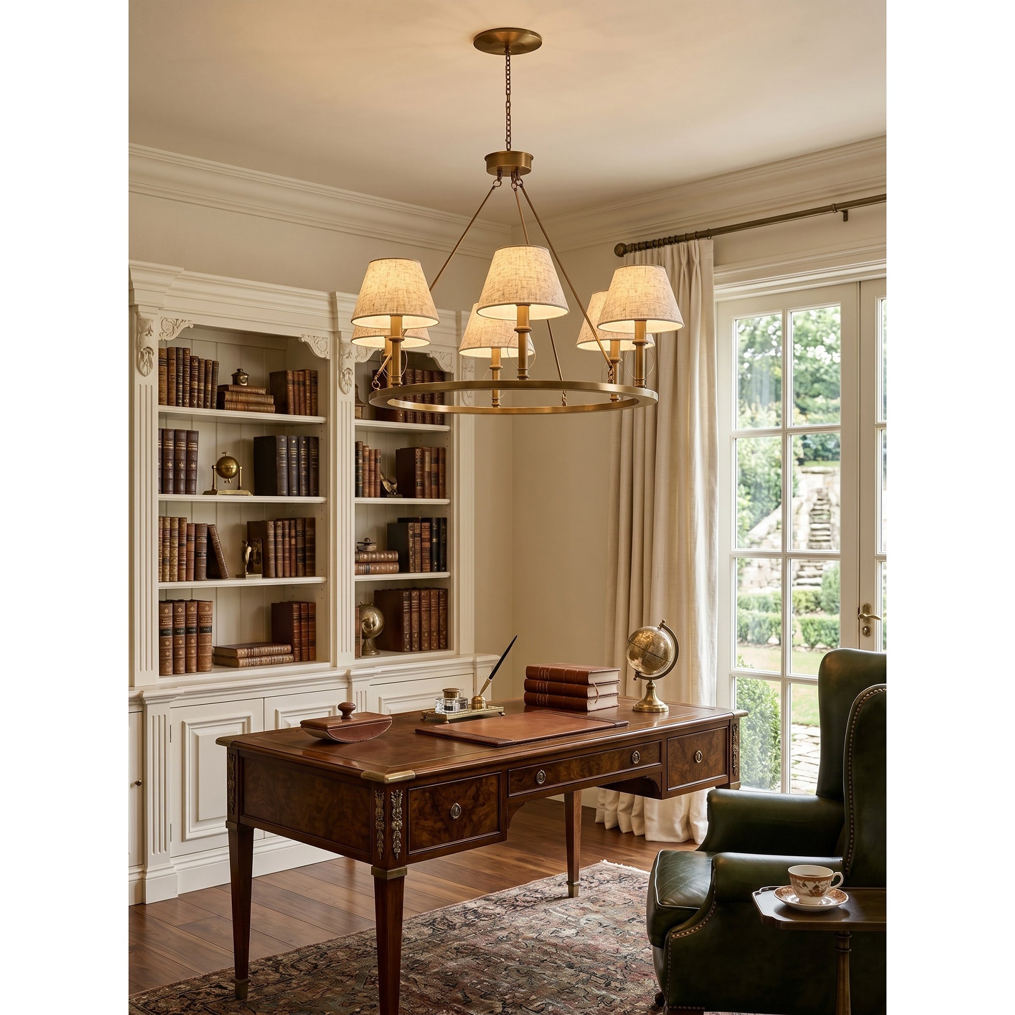 6-Light Wagon Wheel Linen Chandelier