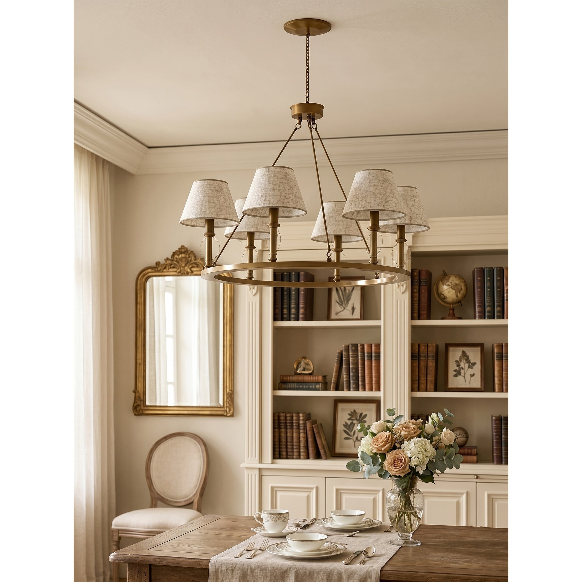 6-Light Wagon Wheel Linen Chandelier