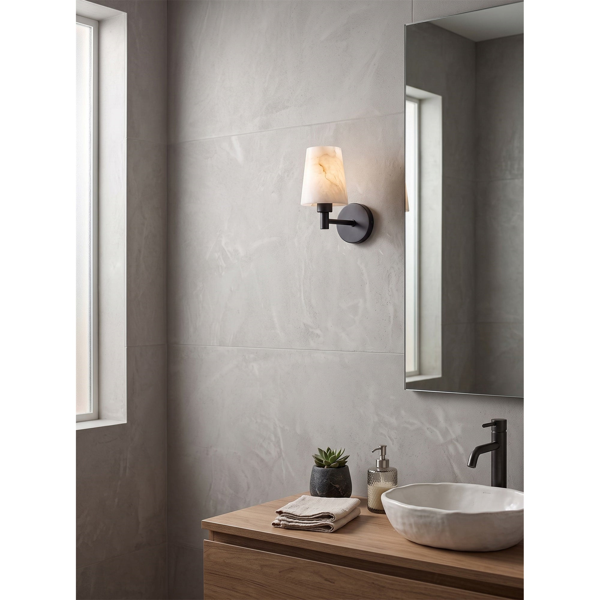 Petite Lantern Alabaster Wall Sconce