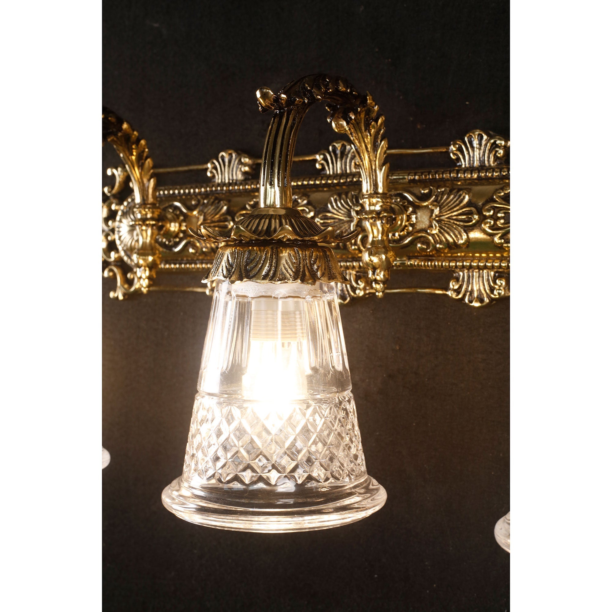 3-Light Cut Glass Brass Vanity Sconce