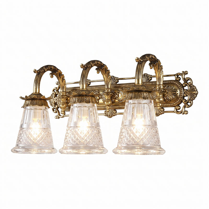 3-Light Cut Glass Brass Vanity Sconce